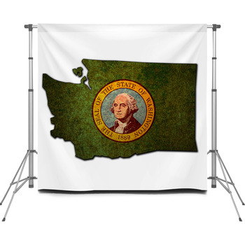 Washington State With Flag Custom Size Backdrop