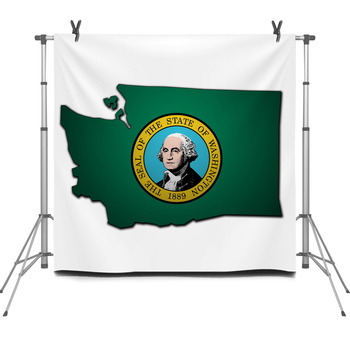 Washington State With Flag Fleece Backdrop