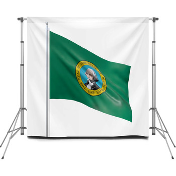 Washington U S State Flag Waving Custom Size Backdrop