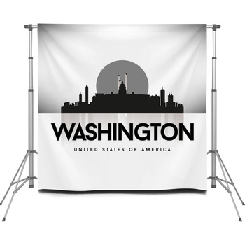 Washington Usa Skyline Silhouette Custom Size Backdrop