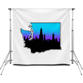 Washington Wa Skyline City Custom Size Backdrop