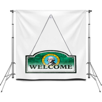 Washington Welcomes You Old Metal Custom Size Backdrop