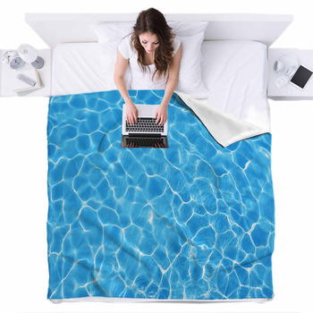 Water Background Ripple And Flow Fleece Bed Blanket