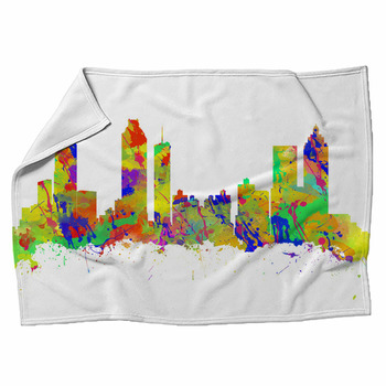 Watercolor Art Print Of The Skyline Of Fleece Blanket