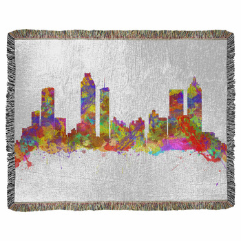 Watercolor Art Print Of The Skyline Woven Throw Blanket