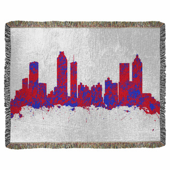 Watercolor Art Print Of The Skyline Woven Throw Blanket