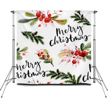 Watercolor Christmas Seamless Custom Size Backdrop