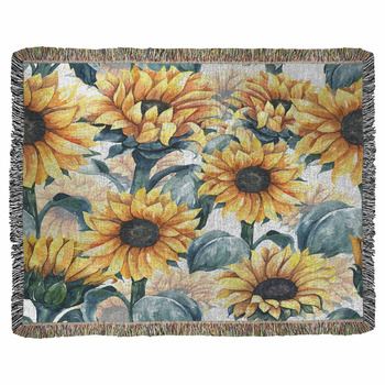Watercolor Floral Pattern With Woven Throw Blanket