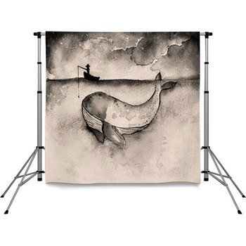 Watercolor Hand Drawn Illustration  Pole Pocket Backdrop