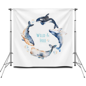 Watercolor Handpainted Pre Made Custom Size Backdrop