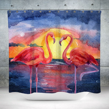 Watercolor Landscape Sunset Custom Size Shower Curtain