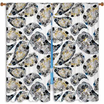 Watercolor Seamless Pattern Custom Size Window Curtain