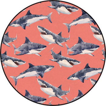 Watercolor Shark Pattern Round Rug