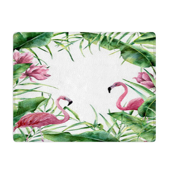Watercolor Tropical Frame Hand Painted Exotic Bath Mat