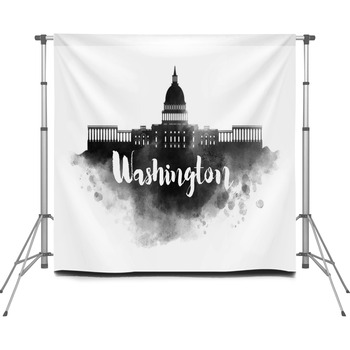 Watercolor Xx City Skyline Custom Size Backdrop