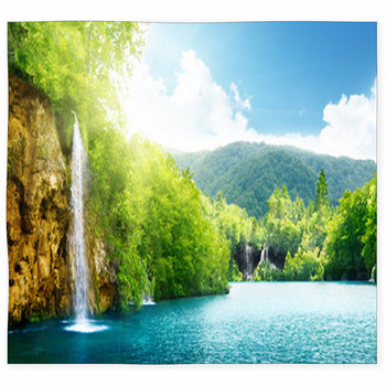 Waterfall In Deep Forest Custom Size Floor Mat