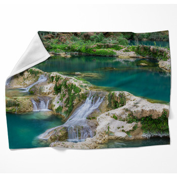 Waterfall In Mexico Woven Throw Blanket