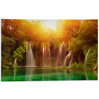 Waterfalls In National Park. Plitvice, Croatia Area Rug