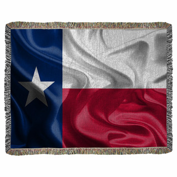 Waving Fabric Flag Of Texas Usa Woven Throw Blanket