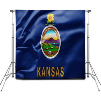 Waving State Flag Of Kansas United  Custom Size Backdrop