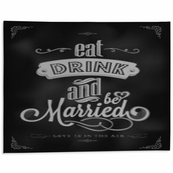 Wedding Typographic Invitation On Blackboard Area Rug