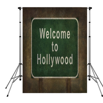 Welcome To Hollywood Roadside Sign  Pole Pocket Backdrop