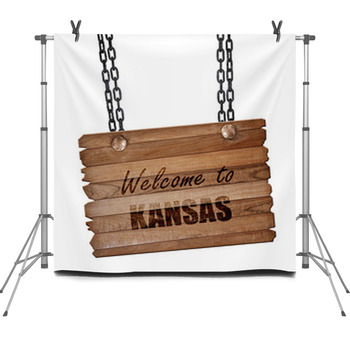 Welcome To Kansas 3d Rendering Wooden Fleece Backdrop