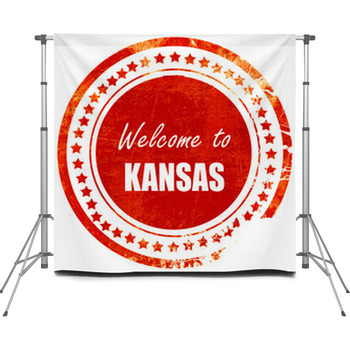Welcome To Kansas Grunge Red Custom Size Backdrop