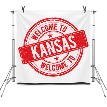 Welcome To Kansas Stamp Fleece Backdrop