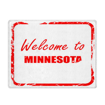 Welcome To Minnesota Red Rubber Stamp With Bath Mat