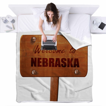 Welcome To Nebraska 3d Rendering Fleece Bed Blanket