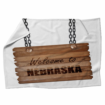 Welcome To Nebraska 3d Rendering Wooden Fleece Blanket