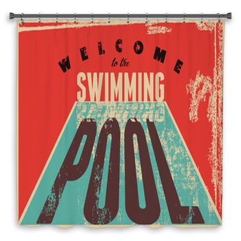 Welcome To The Swimming Pool Custom Size Shower Curtain