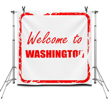 Welcome To Washington Red Rubber Stamp Fleece Backdrop