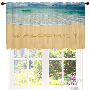 Welcome Written In A Sandy Tropical Custom Size Valance