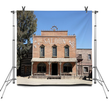 Western Style Saloon In An Old American  Fleece Backdrop