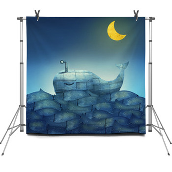 Whale In Blue Fleece Backdrop