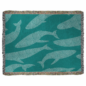 Whales Seamless Pattern Woven Throw Blanket