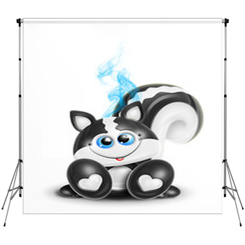 Whimsical Kawaii Cute Skunk Fleece Backdrop
