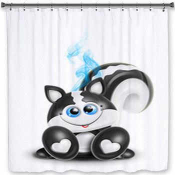 Whimsical Kawaii Cute Skunk Shower Curtain