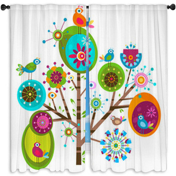 Whimsy Tree Standard Size Window Curtains