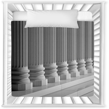 White Ancient Marble Pillars In A Baby Crib Comforter