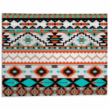 White And Brown Navajo Pattern Area Rug