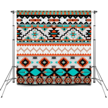 White And Brown Navajo Pattern Custom Size Backdrop