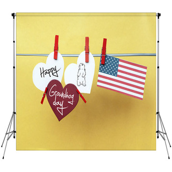 White Hearts - Cute Face Groundhog  Custom Size Backdrop