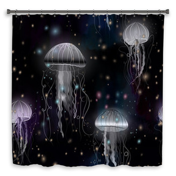 White Jellyfish Light Custom Size Shower Curtain