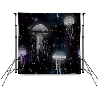 White Jellyfish Light Background Pole Pocket Backdrop
