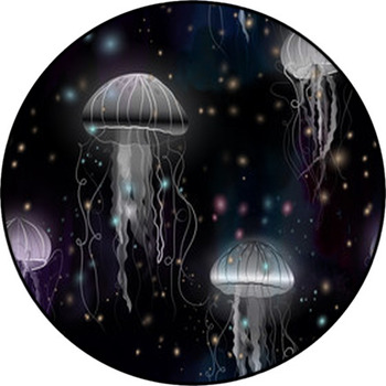 White Jellyfish Light Background Round Rug