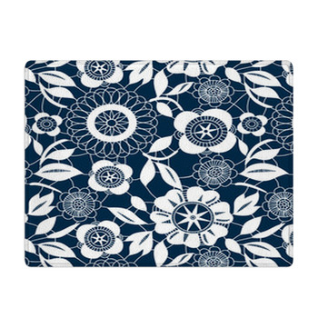 White Lace Crochet Flowers Seamless Pattern, Bath Mat