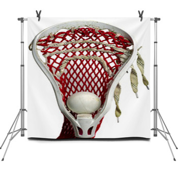 White Lacrosse Head With Red Meshing Fleece Backdrop